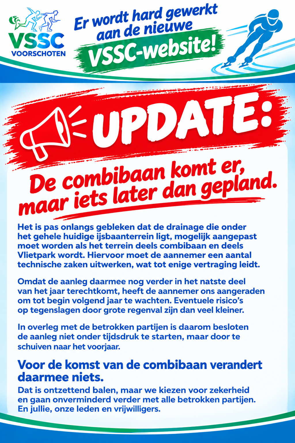 Bouw combibaan uitgesteld naar het voorjaar